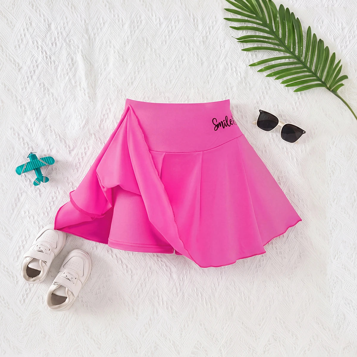 Girls Multicolor Bow Print Pleated Skorts Pack Of 3 Skirts