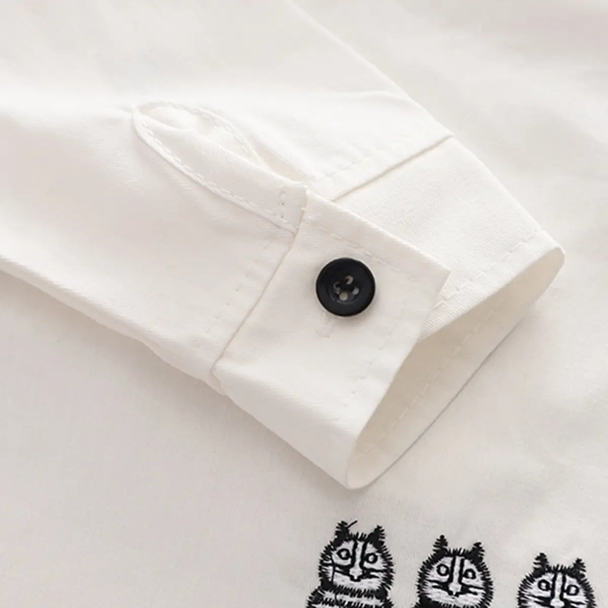 Boys White Three Cat Cartoon Printed Polo Shirt With Denim Pants Set Sets