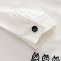 Boys White Three Cat Cartoon Printed Polo Shirt With Denim Pants Set Sets