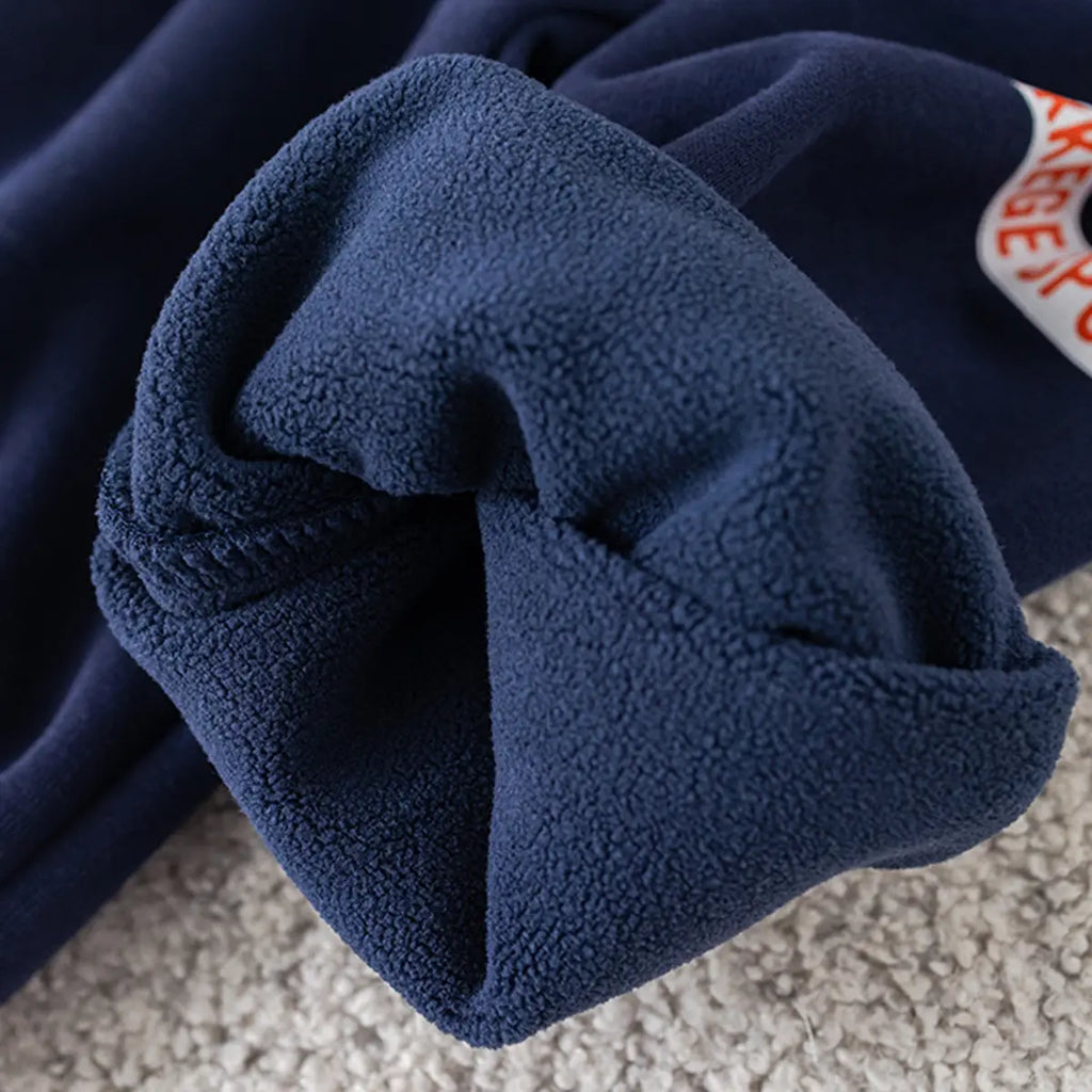 Boys Navy Blue Alphanumeric Printed Regular Sweatshirt With Trouser Sets 3 pc. Sets