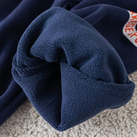 Boys Navy Blue Alphanumeric Printed Regular Sweatshirt With Trouser Sets 3 pc. Sets