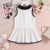 Girls White Peter Pan Collar A-Line Dress Casual Dresses