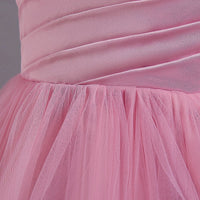 Girls Pink Puff Sleeve Ruffle Layered Party Wear Dress Party Dresses