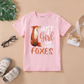 Girls Pink Fox Print Short Sleeve T-Shirt Tshirts Pink 1-2 Y