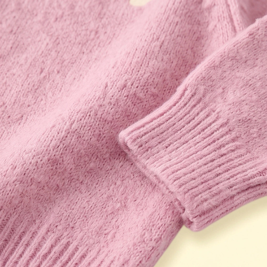Girls Pink Jacquard Raglan Sleeve Polo Sweater Sweaters & Cardigans
