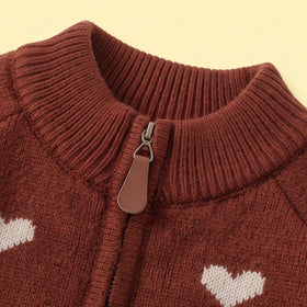 Girls Maroon Heart Raglan Sleeve Cardigan Sweaters & Cardigans