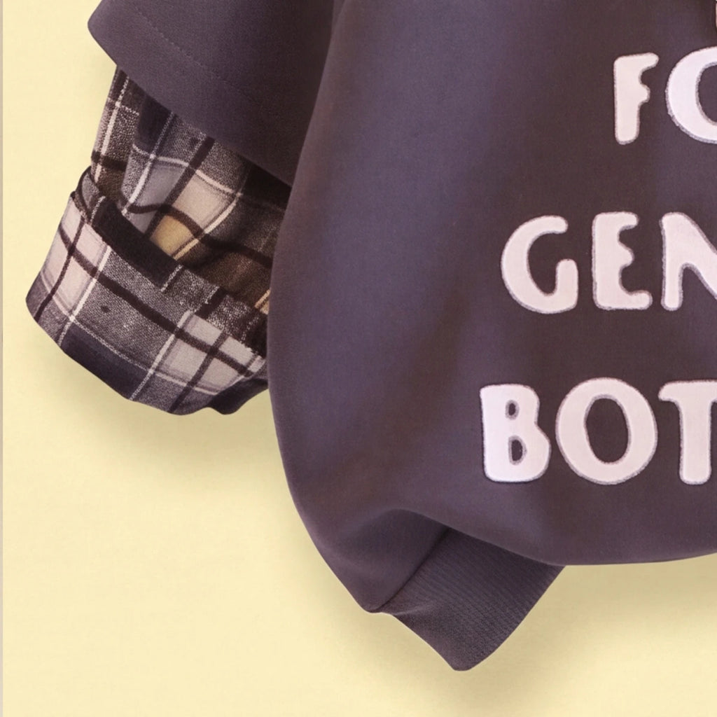 Boys Dark Grey Typography Sweatshirt With Denim Pants 2 pc. Sets