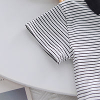 Boys Black Striped Polo T-Shirts With Dungaree Set 2 pc. Sets