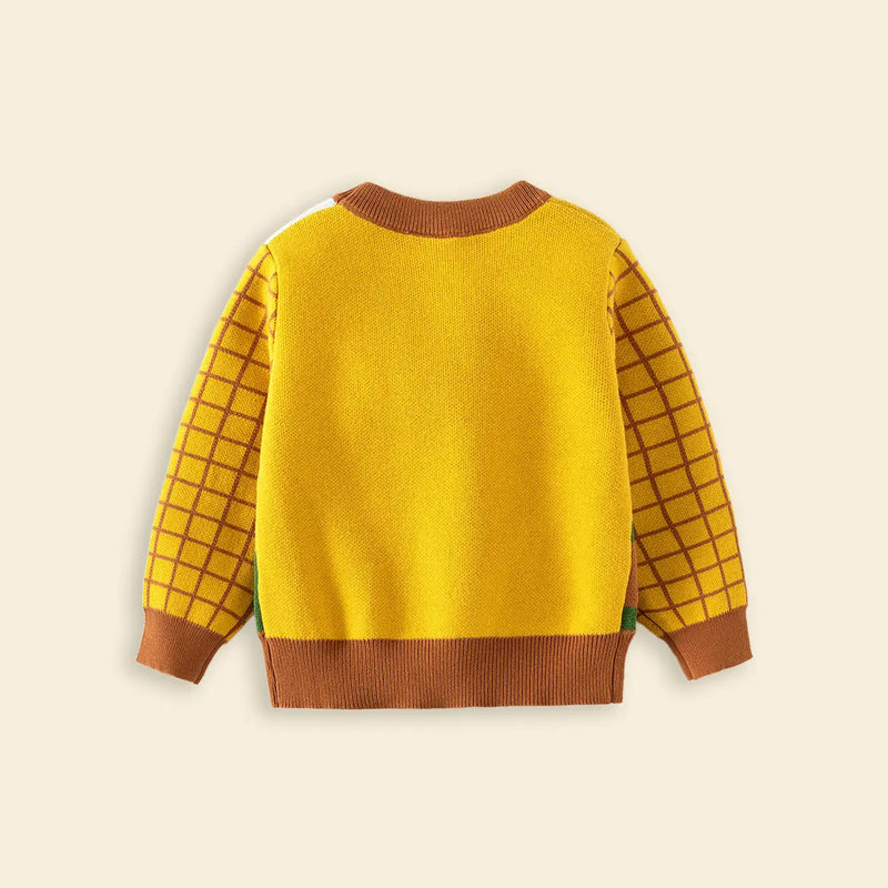 Boys Yellow Knitted Sweater With Lion Face Applique Sweaters & Cardigans