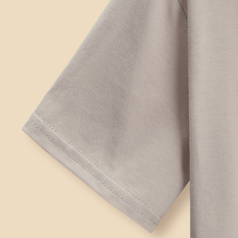 Boys Grey Solid Short Sleeves T-Shirt Tshirts