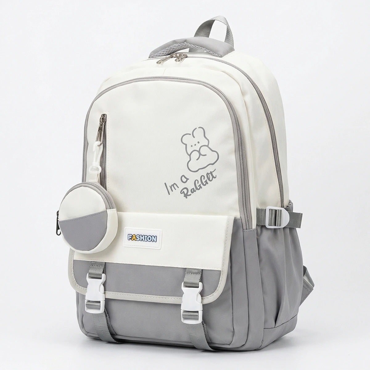 Kids Grey Rabbit Multi-Pocket School Backpack Trending Accessories Grey Onesize