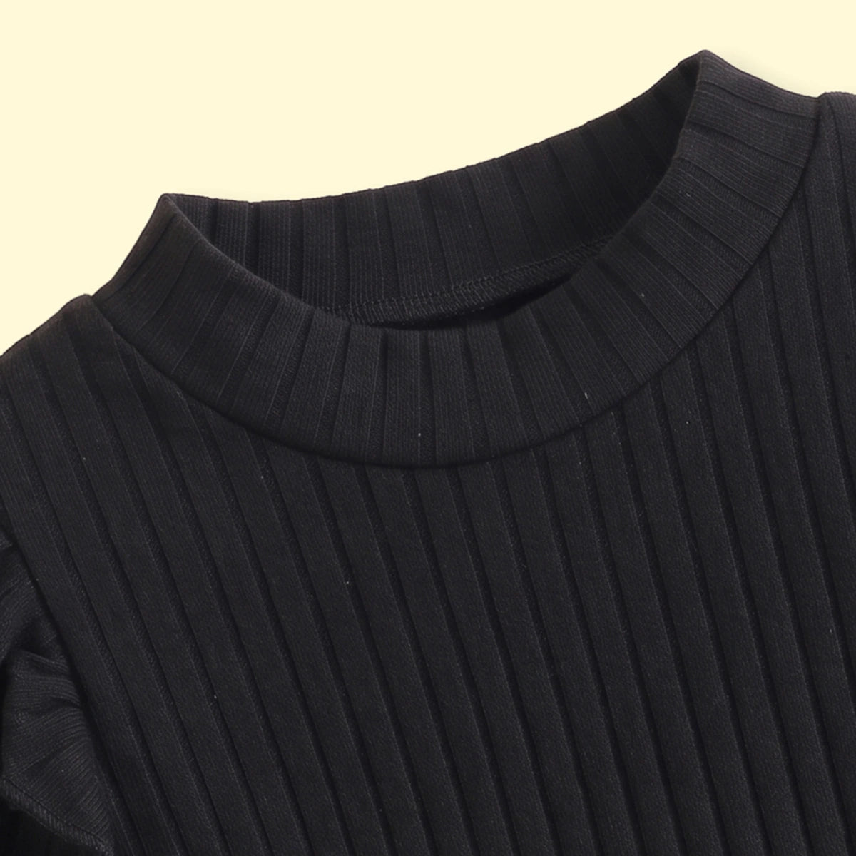 Girls Black Ribbed Top With Skirt Sets 2 pc. Sets
