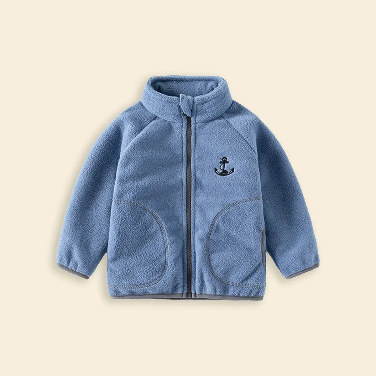 Boys Blue Fleece Embroidered Anchor Logo Zip-up Jacket Coats & Jackets