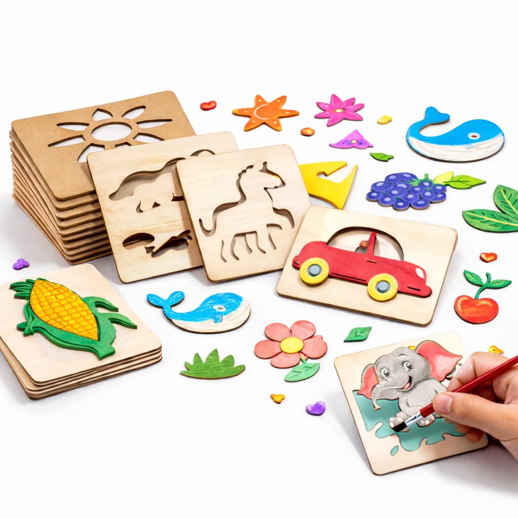 Kids Wooden Stencils & Colorful Markers Art Set Trending Accessories