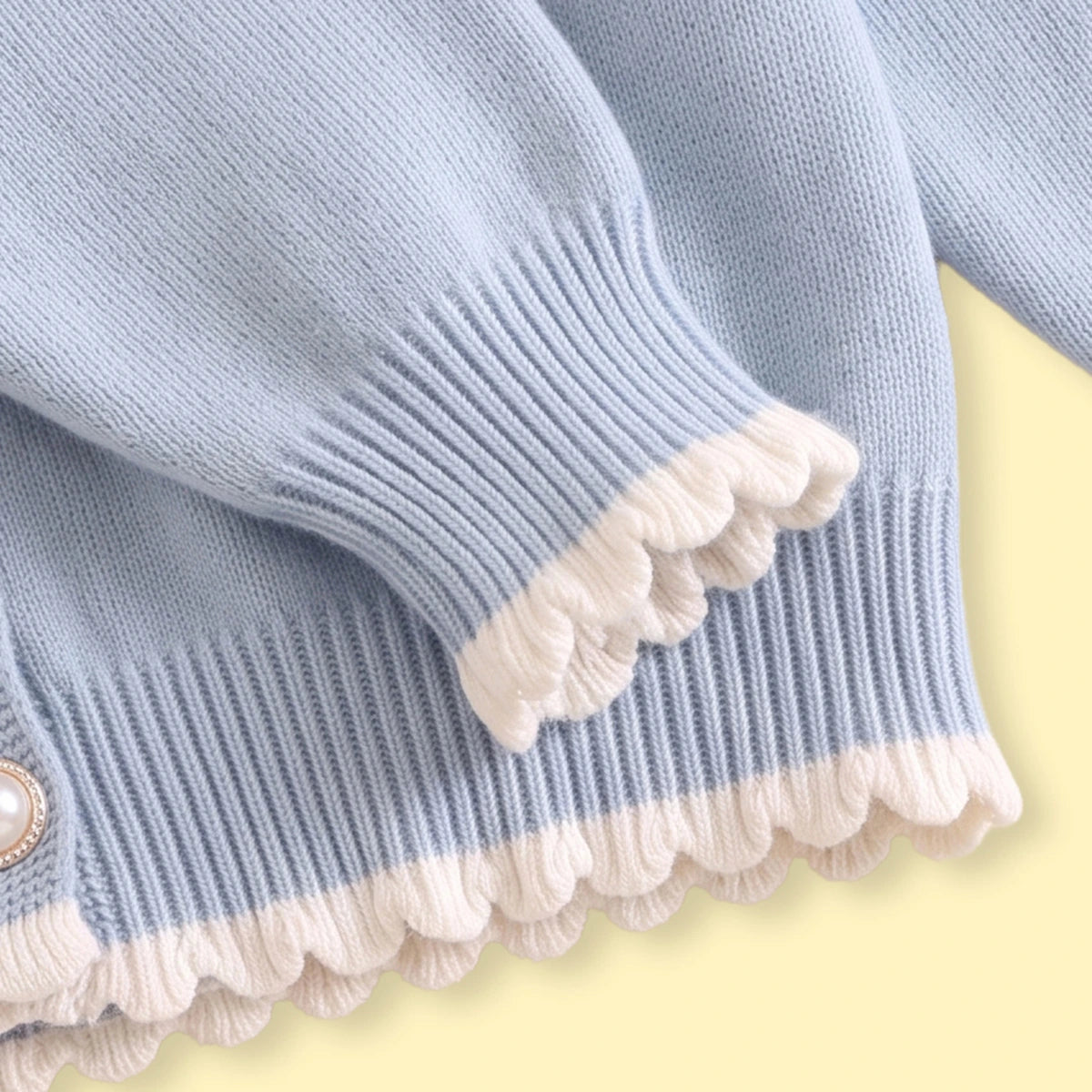 Girls Light Blue Long Sleeves Cardigan & Pants Sets Sets