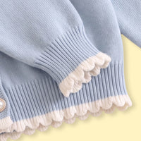 Girls Light Blue Long Sleeves Cardigan & Pants Sets Sets