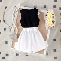 Girls Black Floral Applique Sleeveless Top With Shorts Sets 2 pc. Sets