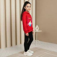 Girls Red Princess Graphics Hooded Sweatshirt Sweatshirts & Hoodies