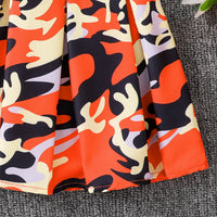 Girls Orange Crop Top With Camisole Top & Printed Skirt Sets 3 pc. Sets