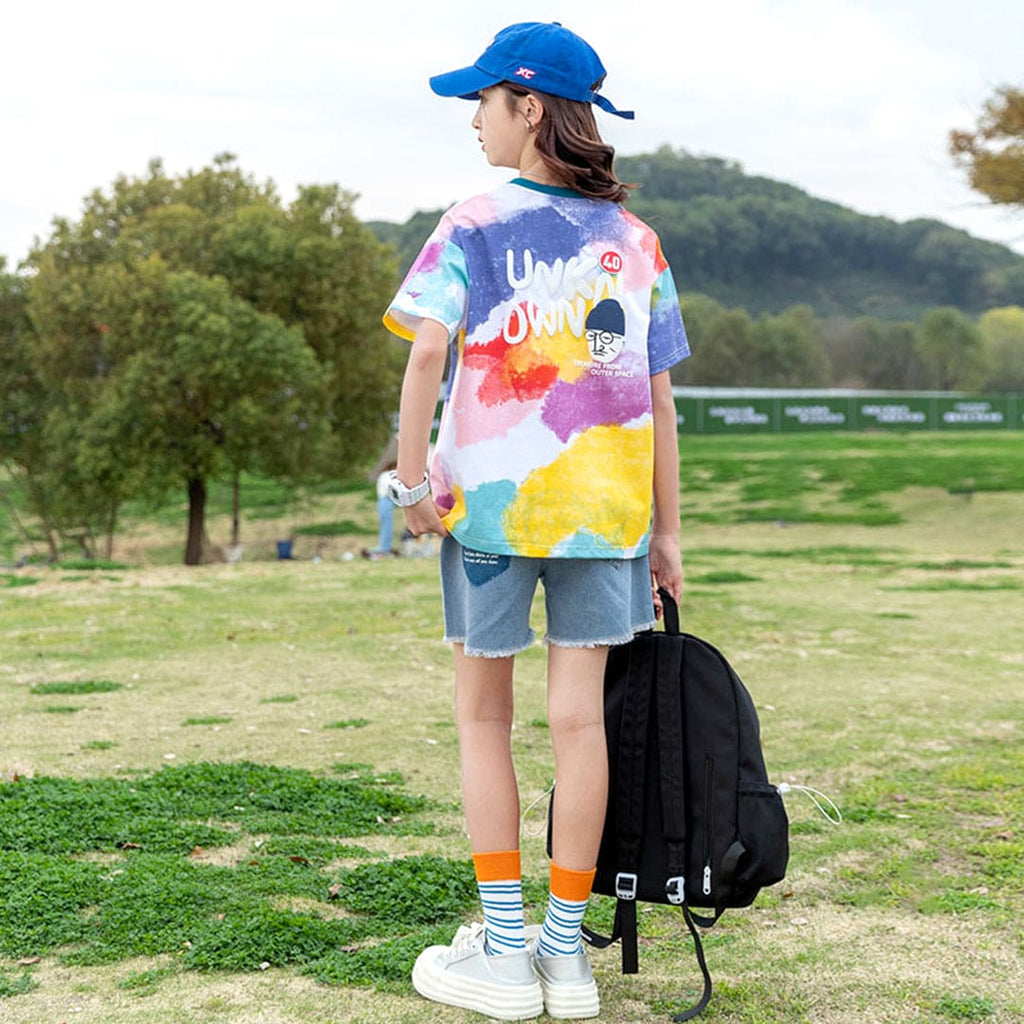 Girls Multicolour Printed Short Sleeve T-Shirt