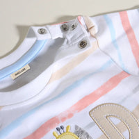 Boys Multicolor Stripes Short Sleeves T-Shirt With Shorts Sets Sets