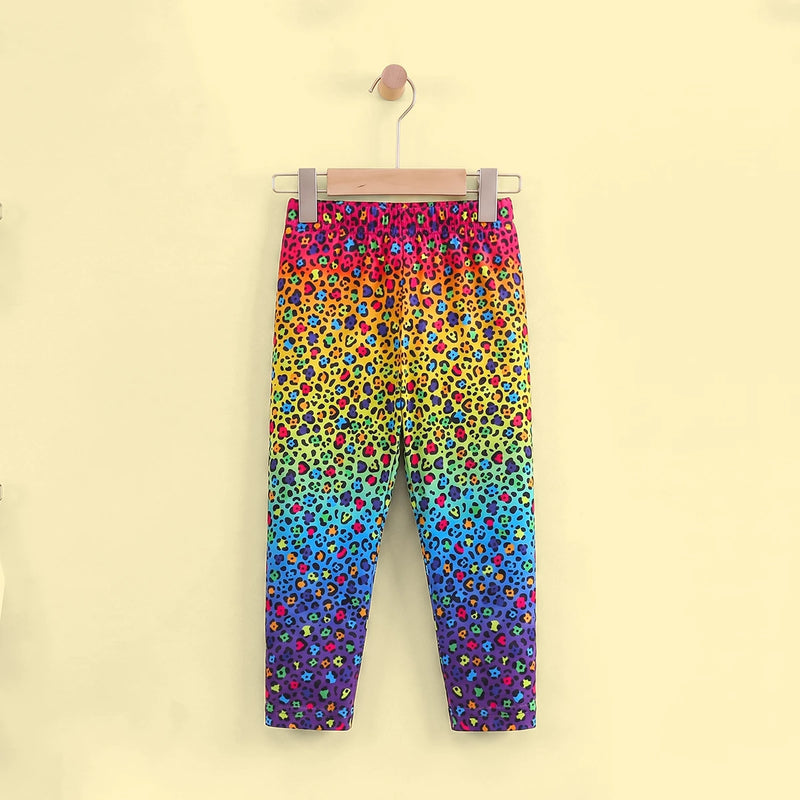 Girls Multicolour Leopard Print Leggings Leggings & Tights Multicolor 1-2 Y