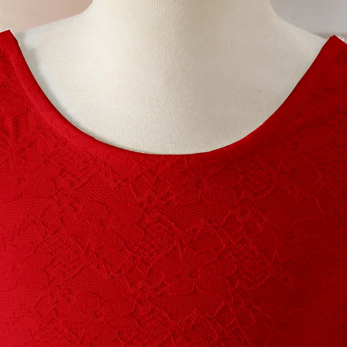 Girls Red Long Sleeves Fit & Flare Party Dress With Lace & Tulle Overlay Party Dresses