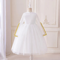 Girls White Embroidered Tulle Overlay Fit & Flare Dress Casual Dresses