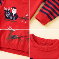 Boys Red Self-Design Christmas Themed Knitted Sweater Sweaters & Cardigans