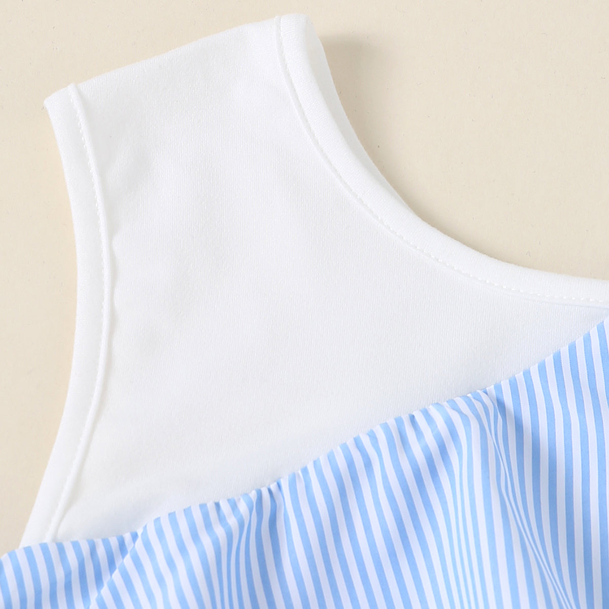 Girls Blue Stripes Sleeveless Summer Tops With Bow Tops