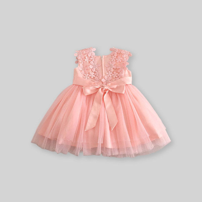 Girls Lace Crochet Neck Party Dress Party Dresses   