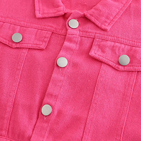 Girls Pink Solid Long Sleeves Jacket Coats & Jackets