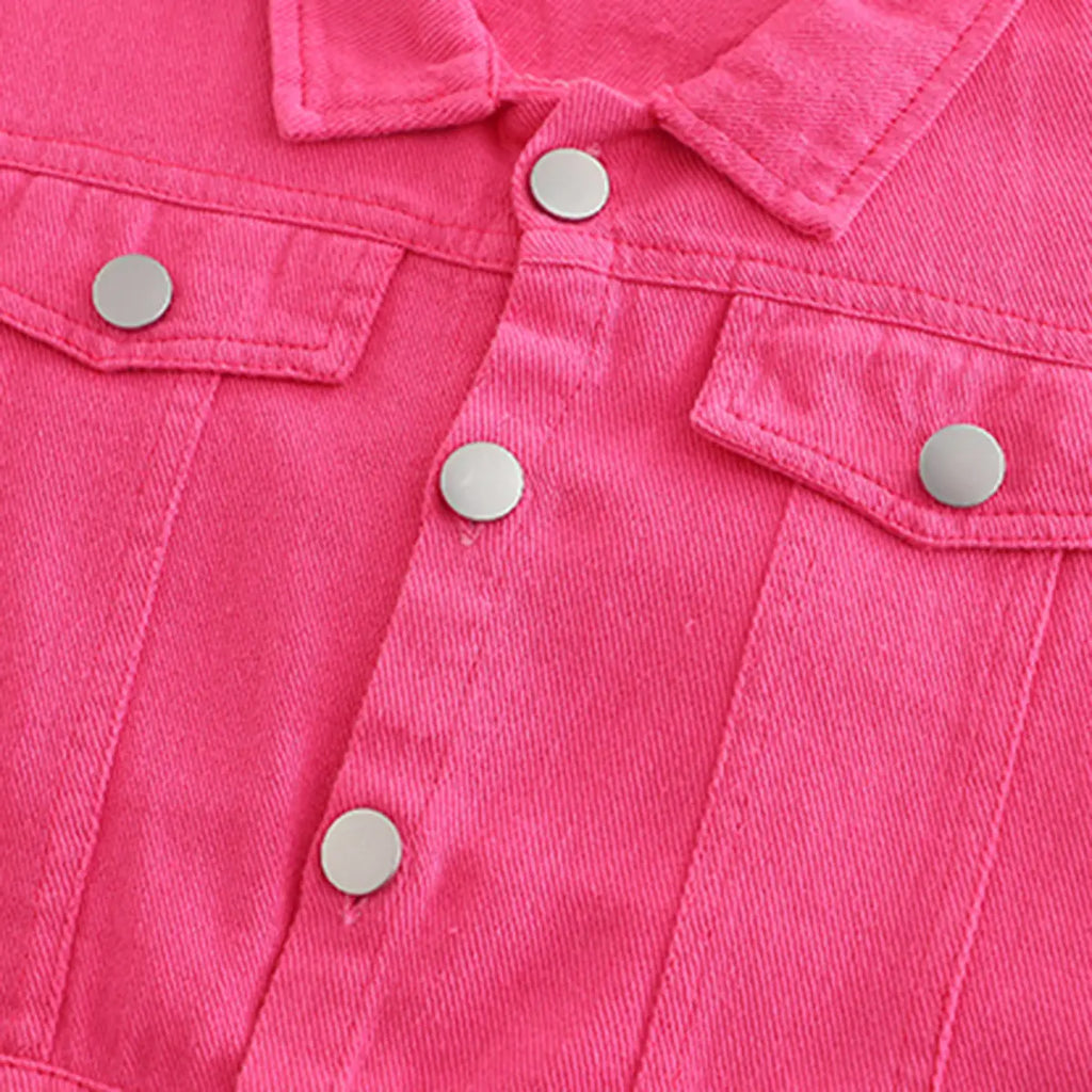 Girls Pink Solid Long Sleeves Jacket Coats & Jackets