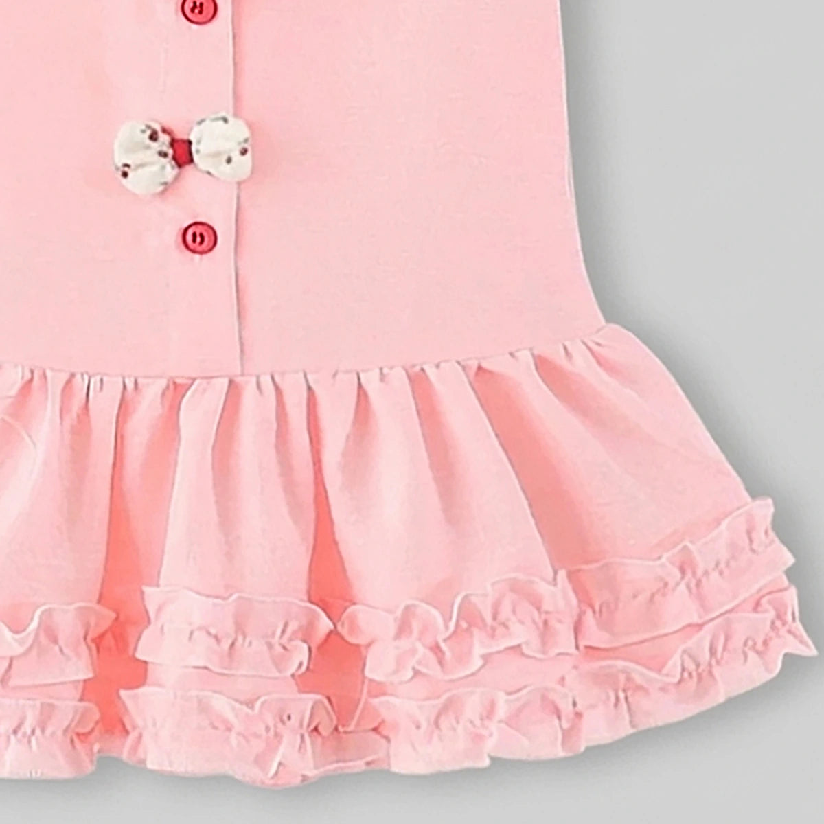 Girls Pink Peter Pan Collar Drop-Waist Dress With Bow Details Casual Dresses
