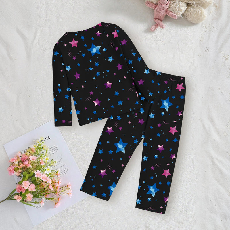 Girls Black Unicorn Printed Glow in the Dark T-Shirt & Pajama Winter Set 2 pc. Sets