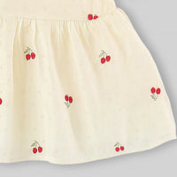 Girls Apricot Cherry Print Fit & Flare Casual Dress Casual Dresses