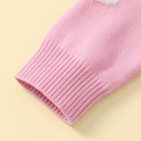 Girls Pink Self Heart Design Winter Cardigan Sweaters & Cardigans