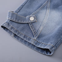 Boys Printed Short Sleeves T-Shirt With Light Blue Denim Shorts Set 2 pc. Sets