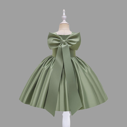 Girls Green Bow Applique Party Wear Dress Party Dresses