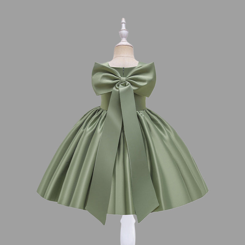 Girls Green Bow Applique Party Wear Dress Party Dresses