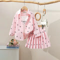 Girls Pink Bow Printed Shirt With Cami Top & Skirt Sets Sets Pink 3-4 Y