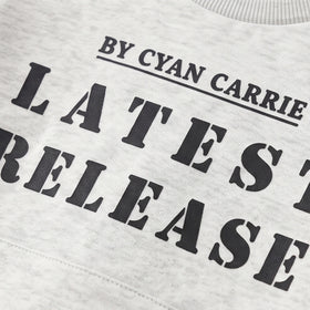 Girls Light Grey Typographic Sweatshirt & Joggers Sets Sets