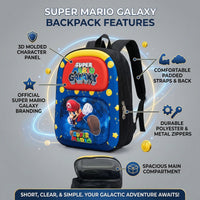 Boys Blue Super Mario Galaxy Hard-Shell School Backpack Trending Accessories