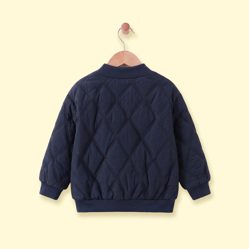 Boys Navy Blue Long Sleeve Zip-Up Bomber Jacket Coats & Jackets