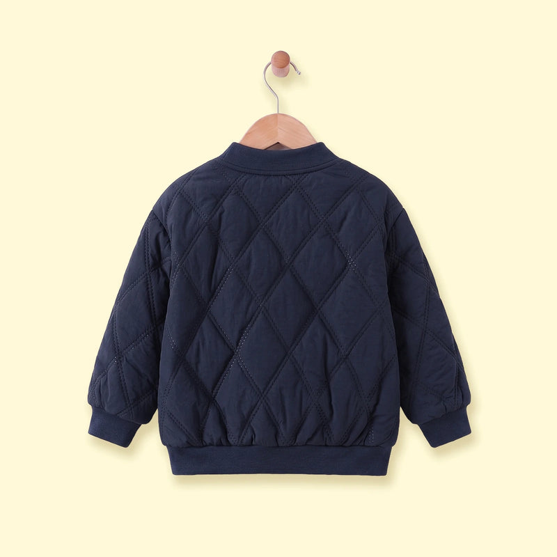 Boys Navy Blue Long Sleeve Zip-Up Bomber Jacket Coats & Jackets
