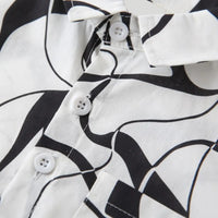 Boys White Abstract Printed Shirt With Short Sleeves Shirts