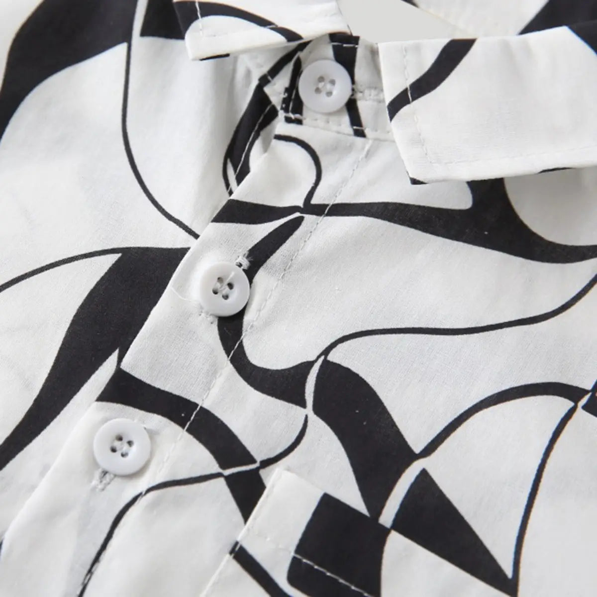 Boys White Abstract Printed Shirt With Short Sleeves Shirts