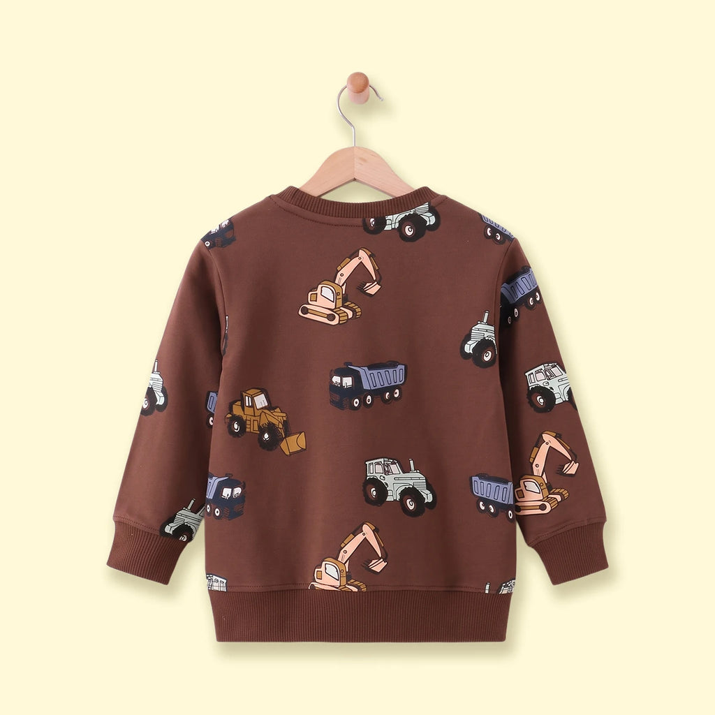 Boys Brown Graphic Long Sleeve Sweatshirt Sweatshirts & Hoodies