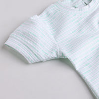 Girls Green Embroidered Dungaree With Stripe T-Shirt Sets 2 pc. Sets