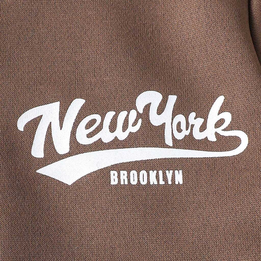Boys Brown Typographic Printed Hooded Sweatshirt With Joggers Winter Sets 2 pc. Sets
